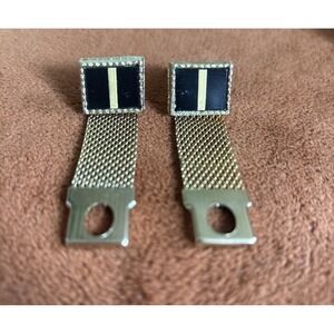 Vintage Harvey Avedon Wraparound Mesh And Onyx 14k Goldfilled Cufflinks Patented